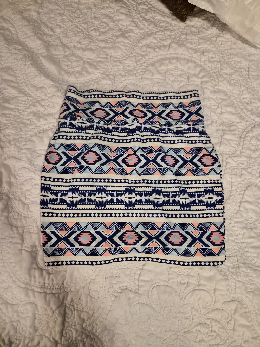 Women's Navy & Pink Aztec Print Mini Skirt